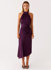 Casta Halterneck Midi Dress - Plum